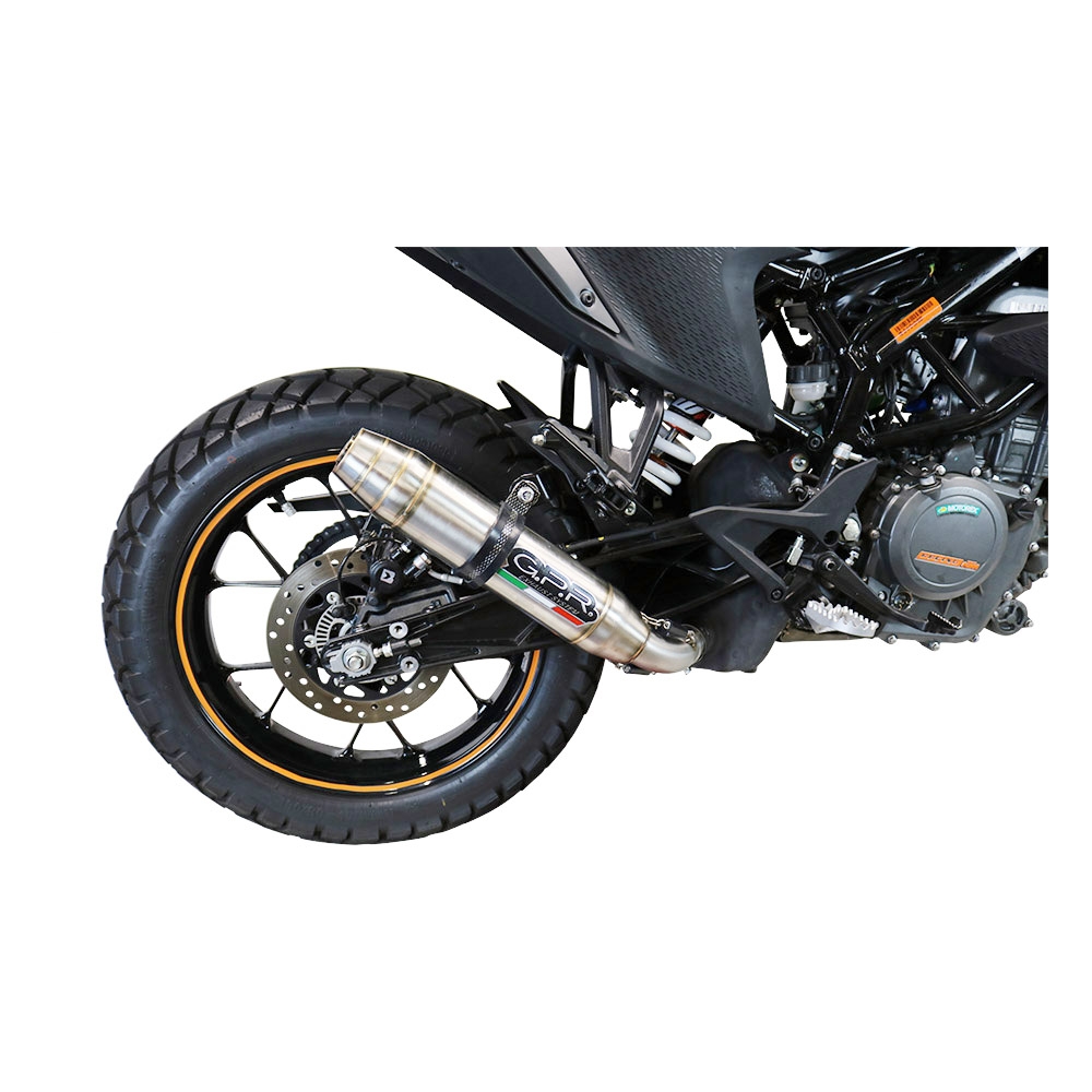 Escape compatible con Ktm Adventure 390 2021-2024, Deeptone Inox, Escape racing, silenciador con tubo de conexion y dbkiller, articulo sin homologacion 