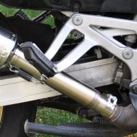 Escape compatible con Honda Africa Twin NXR - XRV 750 Rd04 1990-1992, Trioval, Escape legal, homologado, silenciador con db killer desmontable y tubo de conexión específico 