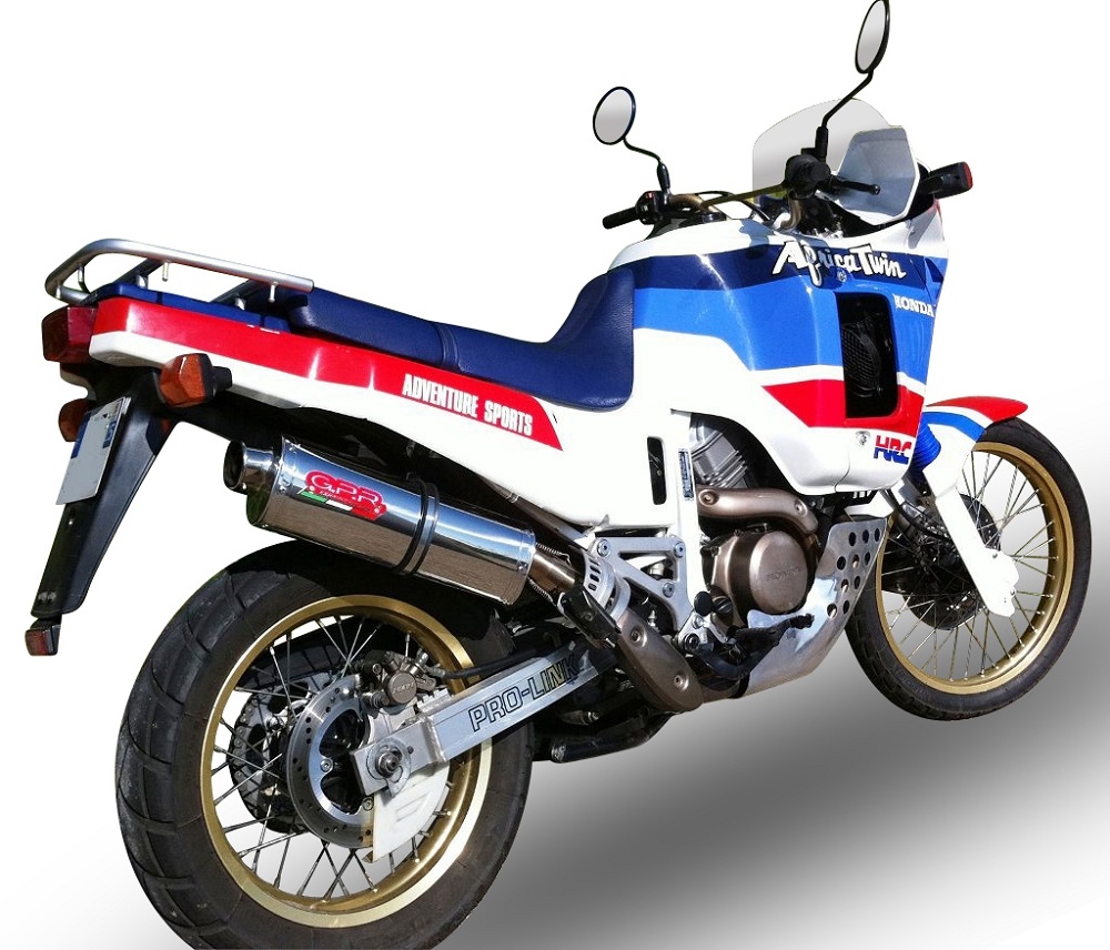 Escape compatible con Honda Africa Twin NXR - XRV 650 Rd03 1988-1989, Trioval, Escape legal, homologado, silenciador con db killer desmontable y tubo de conexión específico 