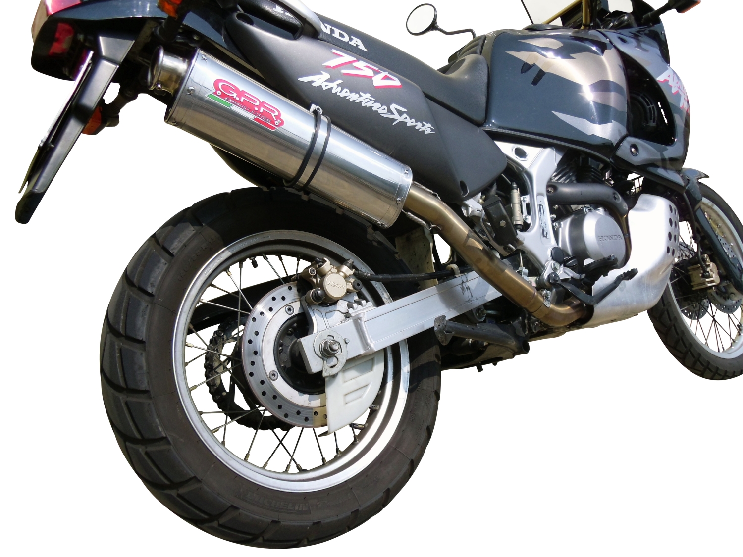 Escape compatible con Honda Africa Twin XRV 750 RD07 1993-2003, Trioval, Escape legal, homologado, silenciador con db killer desmontable y tubo de conexión específico 