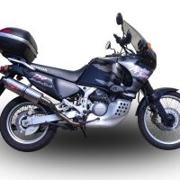 Escape compatible con Honda Africa Twin XRV 750 RD07 1993-2003, Trioval, Escape legal, homologado, silenciador con db killer desmontable y tubo de conexión específico 