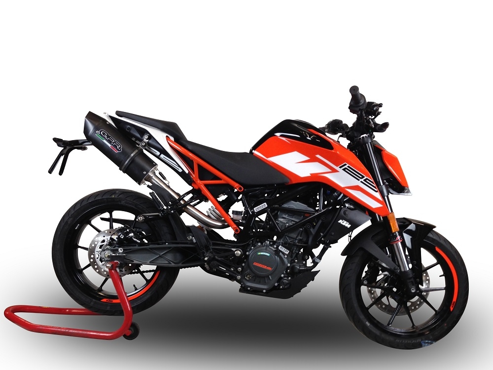 GPR escape compatible con  Ktm Duke 125 2017-2020, Furore Evo4 Nero, Escape legal, homologado, silenciador con catalizador, db killer desmontable y tubo de conexión específico 