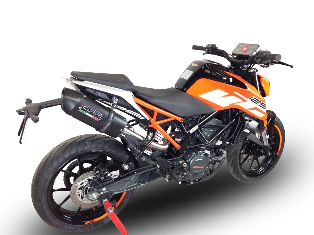 GPR escape compatible con  Ktm Duke 125 2017-2020, Furore Evo4 Nero, Escape legal, homologado, silenciador con catalizador, db killer desmontable y tubo de conexión específico 