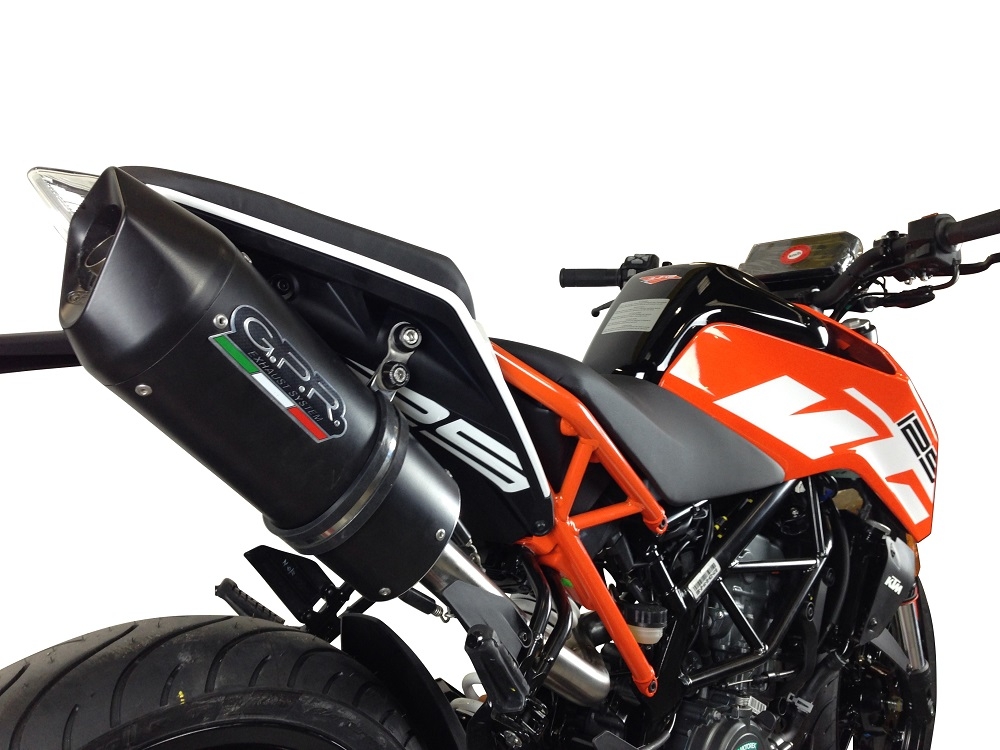 GPR escape compatible con  Ktm Duke 125 2017-2020, Furore Evo4 Nero, Escape legal, homologado, silenciador con catalizador, db killer desmontable y tubo de conexión específico 