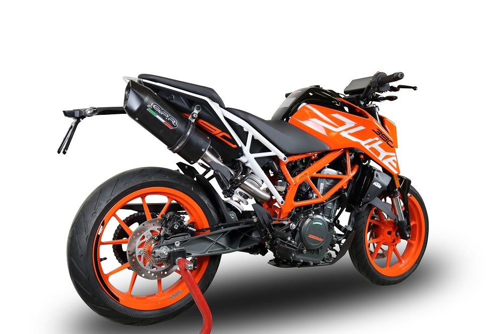 Escape compatible con Ktm Duke 250 2017-2020, Furore Nero, Escape racing, silenciador con tubo de conexion, articulo sin homologacion 