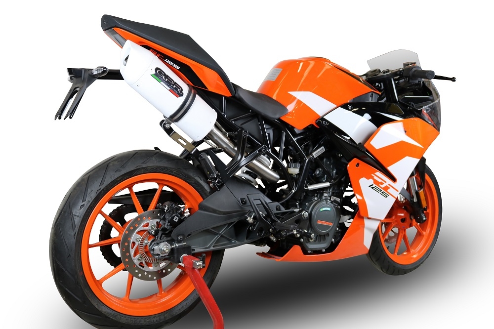 Escape compatible con Ktm Rc 125 2017-2020, Albus Evo4, Escape homologaedo, legal para mercados fuera de la UE, incluido tubo de enlace y db killer extraíble 