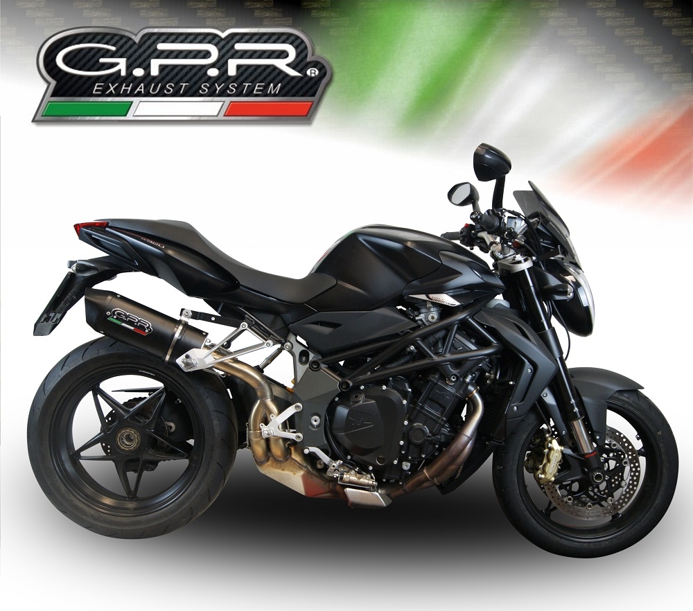 Escape compatible con Mv Agusta Brutale 990 R 2010-2011, Furore Nero, Escape legal, homologado, silenciador con db killer desmontable y tubo de conexión específico 
