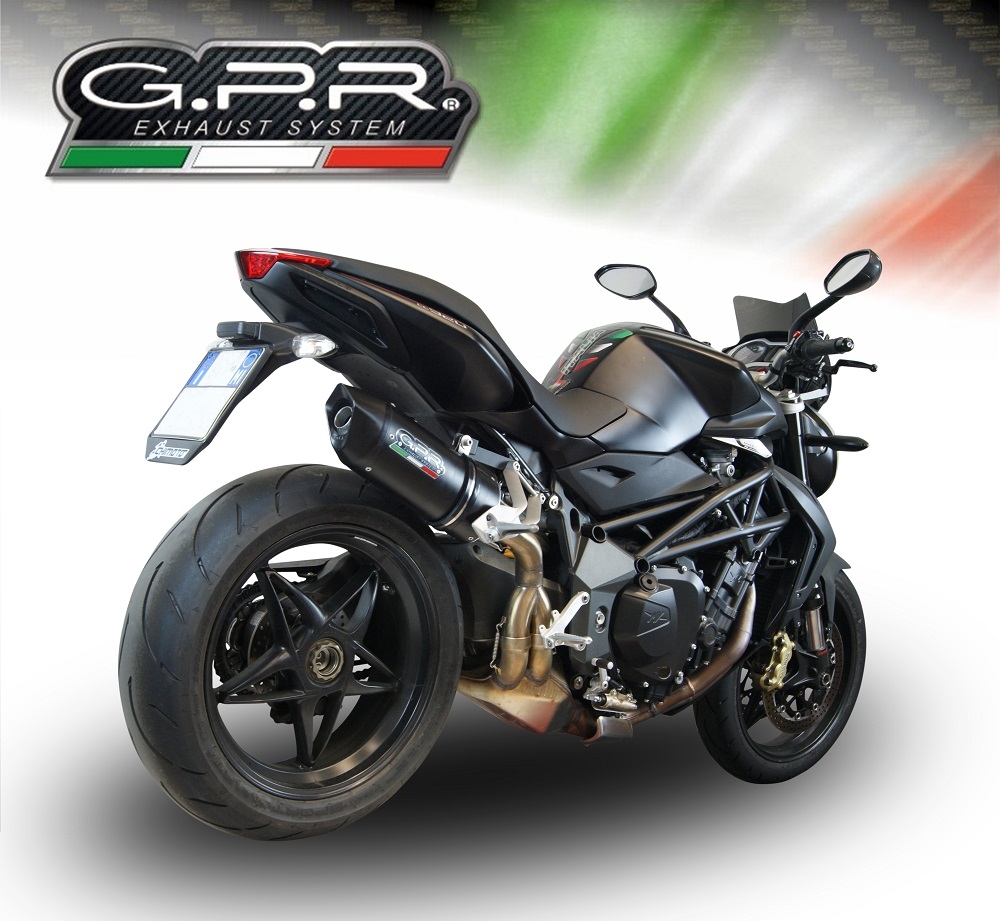 Escape compatible con Mv Agusta Brutale 990 R 2010-2011, Furore Nero, Escape legal, homologado, silenciador con db killer desmontable y tubo de conexión específico 