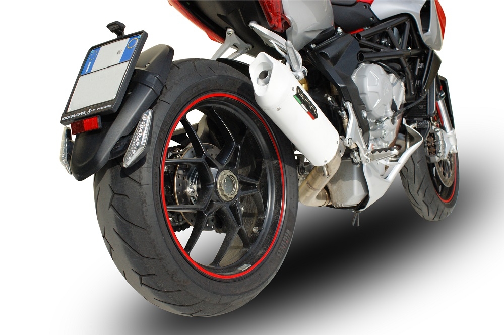 Escape compatible con Mv Agusta Rivale - Stradale 800 2014-2016, Albus Ceramic, Escape legal, homologado, silenciador con db killer desmontable y tubo de conexión específico 