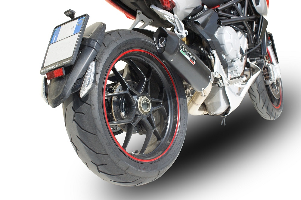 Escape compatible con Mv Agusta Rivale - Stradale 800 2014-2016, Furore Nero, Escape legal, homologado, silenciador con db killer desmontable y tubo de conexión específico 