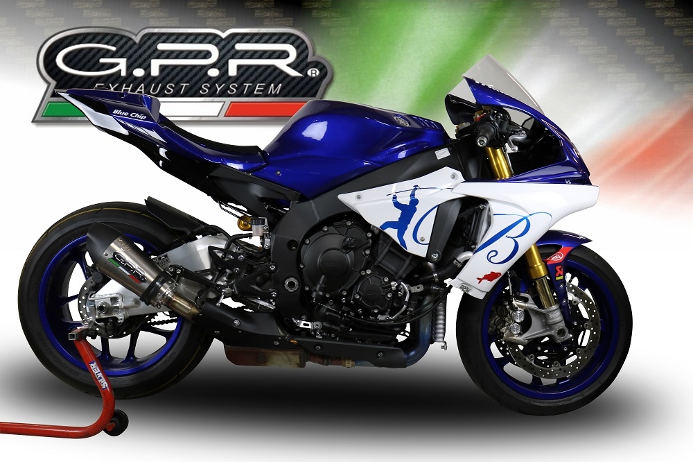 Escape compatible con Yamaha Yzf R1-R1-M 2015-2016, Gpe Ann. titanium, Escape legal, homologado, silenciador con db killer desmontable y tubo de conexión específico 