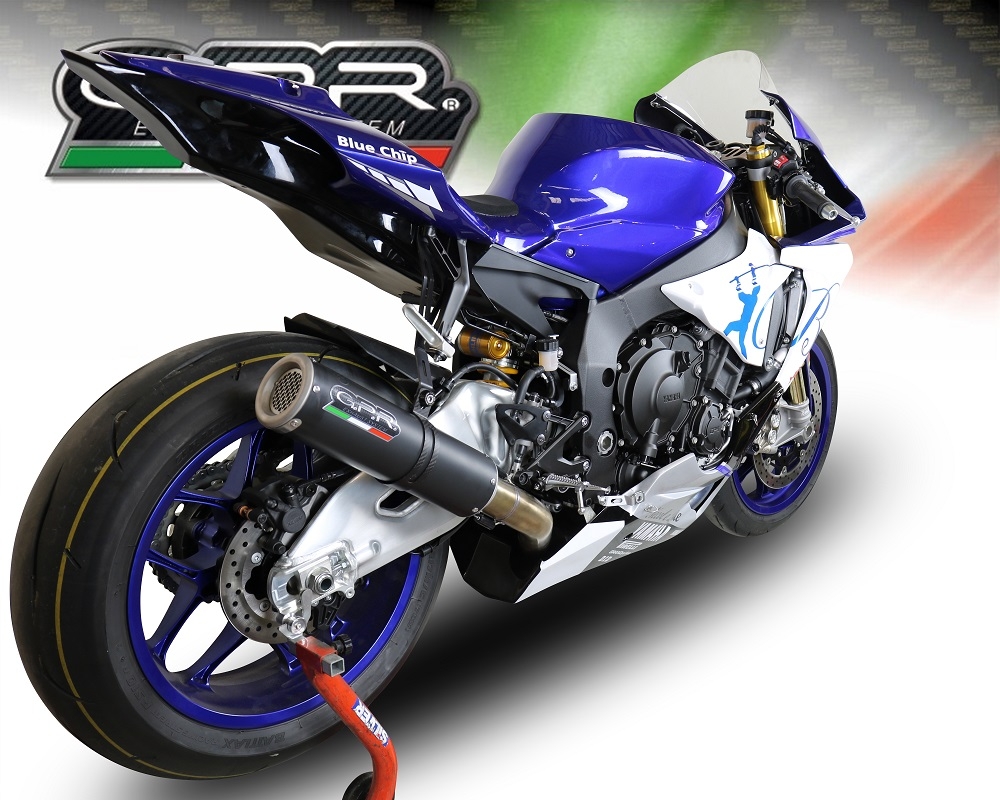Escape compatible con Yamaha Yzf R1-R1-M 2017-2019, M3 Black Titanium, Escape racing, semi-completo 