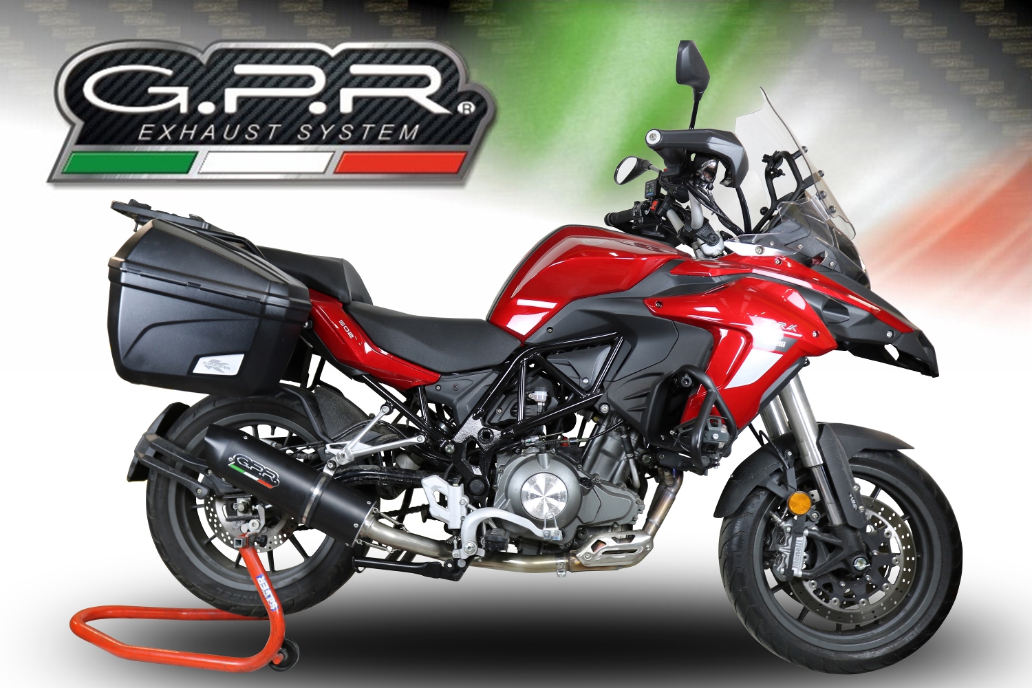 Escape compatible con Benelli Trk 502 2017-2020, Furore Evo4 Nero, Escape homologaedo, legal para mercados fuera de la UE, incluido tubo de enlace y db killer extraíble 