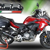Escape compatible con Benelli Trk 502 2017-2020, Furore Evo4 Nero, Escape homologaedo, legal para mercados fuera de la UE, incluido tubo de enlace y db killer extraíble 