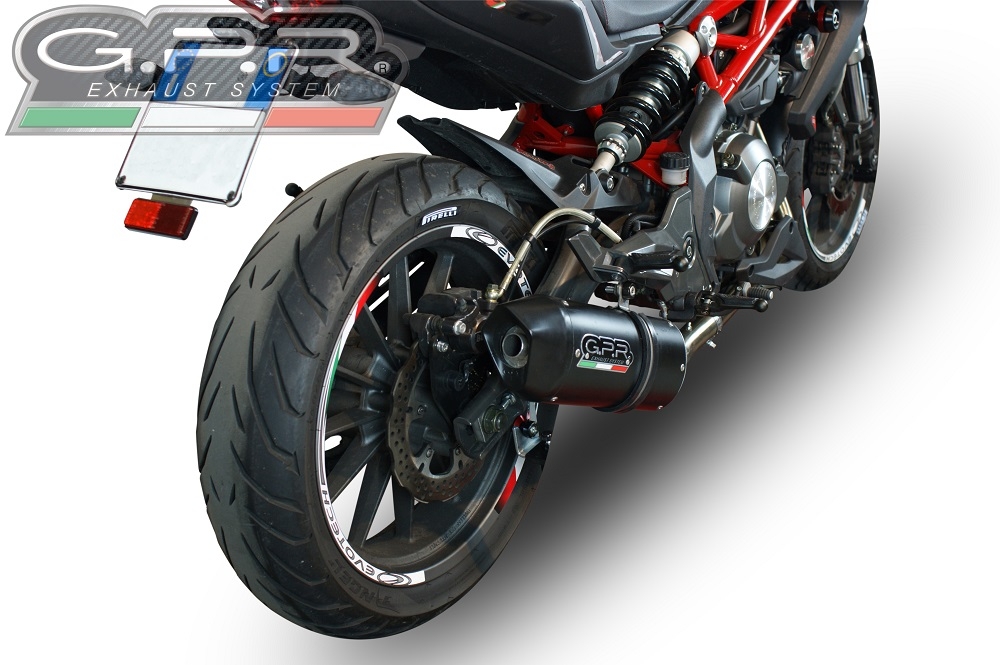 Escape compatible con Benelli Bn 302 S 2015-2016, Furore Nero, Escape legal, homologado, silenciador con db killer desmontable y tubo de conexión específico 