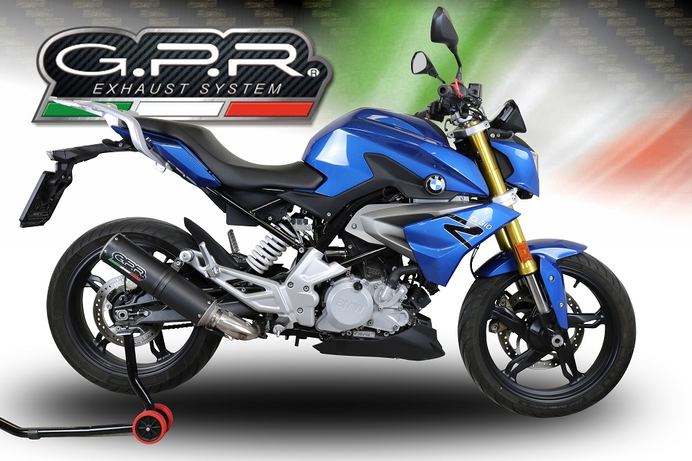 GPR escape compatible con  Bmw G 310 R 2022-2024, M3 Black Titanium, Escape completo homologado y legal,con catalizador incluido db killer extraíble 