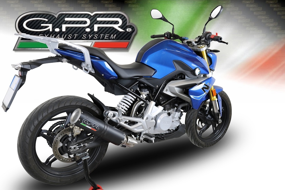 GPR escape compatible con  Bmw G 310 R 2022-2024, M3 Black Titanium, Escape completo homologado y legal,con catalizador incluido db killer extraíble 