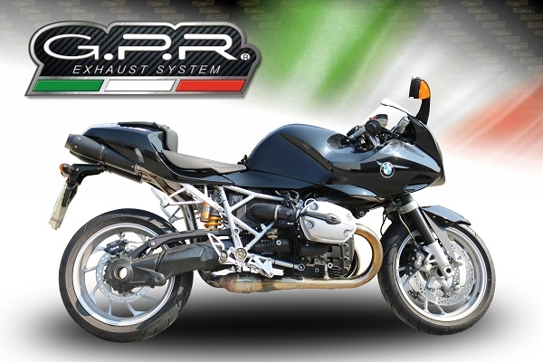Escape compatible con Bmw R 1200 S 2006-2008, Furore Nero, Par de terminales de escape homologados, con db killer extraíbles y tubos de conexión específicos 