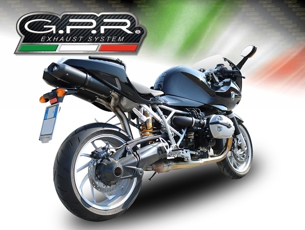 Escape compatible con Bmw R 1200 S 2006-2008, Furore Nero, Par de terminales de escape homologados, con db killer extraíbles y tubos de conexión específicos 