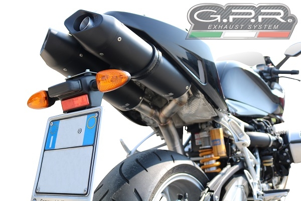 Escape compatible con Bmw R 1200 S 2006-2008, Furore Nero, Par de terminales de escape homologados, con db killer extraíbles y tubos de conexión específicos 