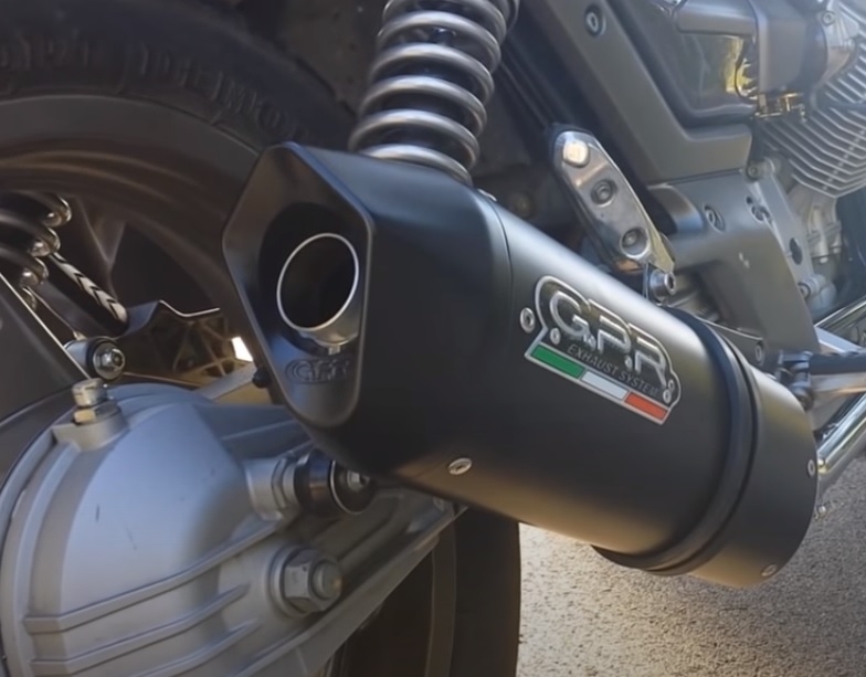 Escape compatible con Moto Guzzi Breva 750 2003-2009, Furore Nero, Par de terminales de escape homologados, con db killer extraíbles y tubos de conexión específicos 