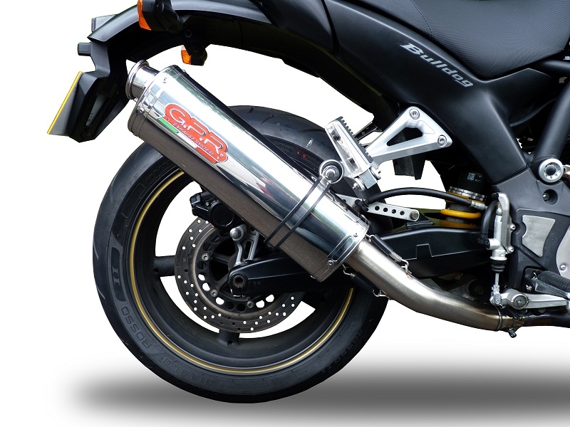 Escape compatible con Yamaha Bt Bulldog 1100 2002-2007, Trioval, Par de terminales de escape homologados, con db killer extraíbles y tubos de conexión específicos 