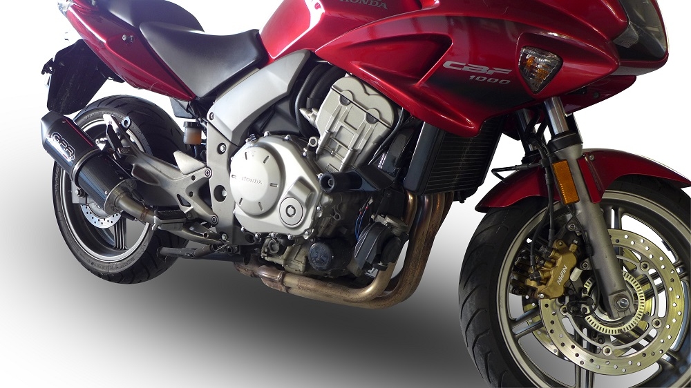 Escape compatible con Honda Cbf 1000 - ST 2006-2009, Furore Nero, Par de terminales de escape homologados, con db killer extraíbles y tubos de conexión específicos 