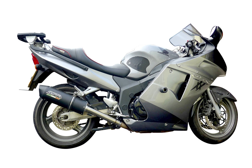 Escape compatible con Honda Cbr1100XX Superblackbird - X Eleven 1997-2006, Furore Nero, Par de terminales de escape homologados, con db killer extraíbles y tubos de conexión específicos 