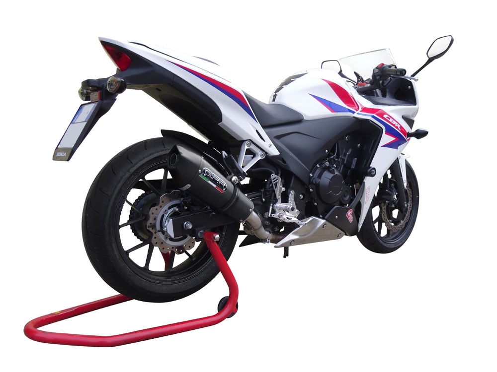 Escape compatible con Honda Cbr 500 R 2023-2024, GP Evo4 Black Titanium, Escape legal, homologado, silenciador con db killer desmontable y tubo de conexión específico 