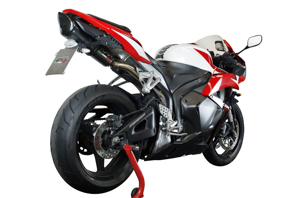 Escape compatible con Honda Cbr 600 Rr 2005-2006, Tiburon Poppy, Escape legal, homologado, silenciador con db killer desmontable y tubo de conexión específico 
