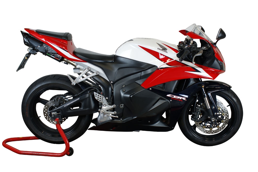 Escape compatible con Honda Cbr 600 Rr 2005-2006, Tiburon Poppy, Escape legal, homologado, silenciador con db killer desmontable y tubo de conexión específico 
