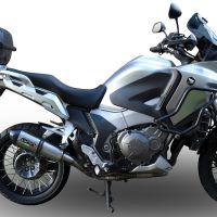Escape compatible con Honda VFR1200X Crosstourer 2017-2020, Furore Evo4 Nero, Escape legal, homologado, silenciador con db killer desmontable y tubo de conexión específico 