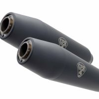 Escape compatible con Moto Guzzi V 65 Tt - SP - Lario - Gt- Custom 1982-1994, Deeptone Black Cafè Racer, Par de silenciadores de escape homologados, con db killers desmontables, entregados sin tubos de conexión 