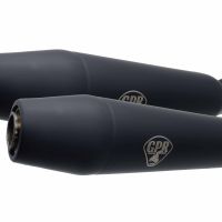 Escape compatible con Moto Guzzi V 65 Tt - SP - Lario - Gt- Custom 1982-1994, Deeptone Black Cafè Racer, Par de silenciadores de escape homologados, con db killers desmontables, entregados sin tubos de conexión 