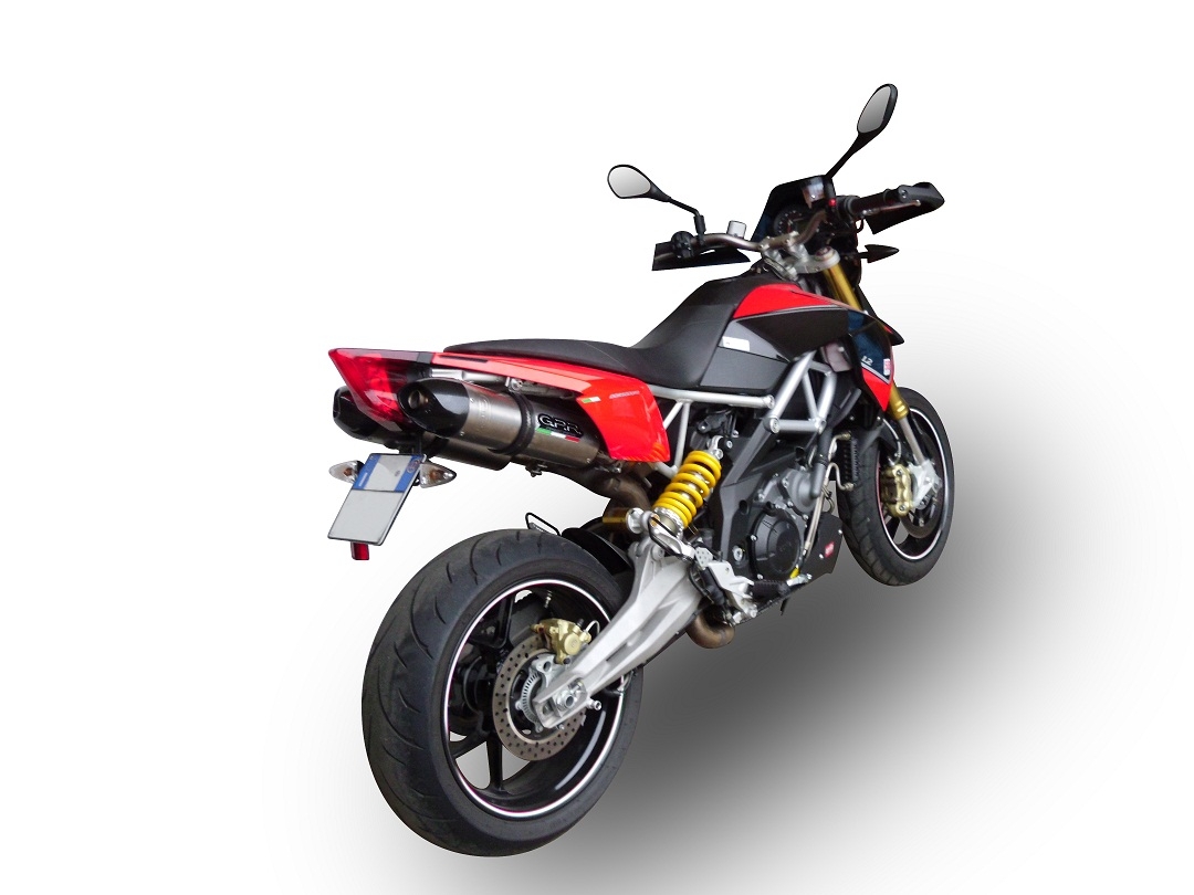 Escape compatible con Aprilia Dorsoduro 1200 2011-2016, GP Evo4 Titanium, Par de terminales de escape homologados, con db killer extraíbles y tubos de conexión específicos 