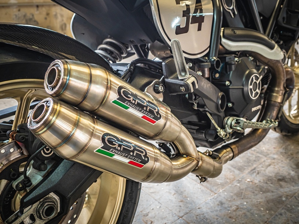 Escape compatible con Ducati Scrambler 800 2017-2020, Deeptone Inox, Escape doble, no legal para los países miembros de la UE, incluidos los db killers extraíbles y los tubos de unión 