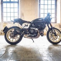 Escape compatible con Ducati Scrambler 800 2017-2020, Furore Poppy, Escape homologaedo, legal para mercados fuera de la UE, incluido tubo de enlace y db killer extraíble 