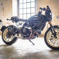 Escape compatible con Ducati Scrambler 800 2017-2020, Furore Nero, Escape homologaedo, legal para mercados fuera de la UE, incluido tubo de enlace y db killer extraíble 