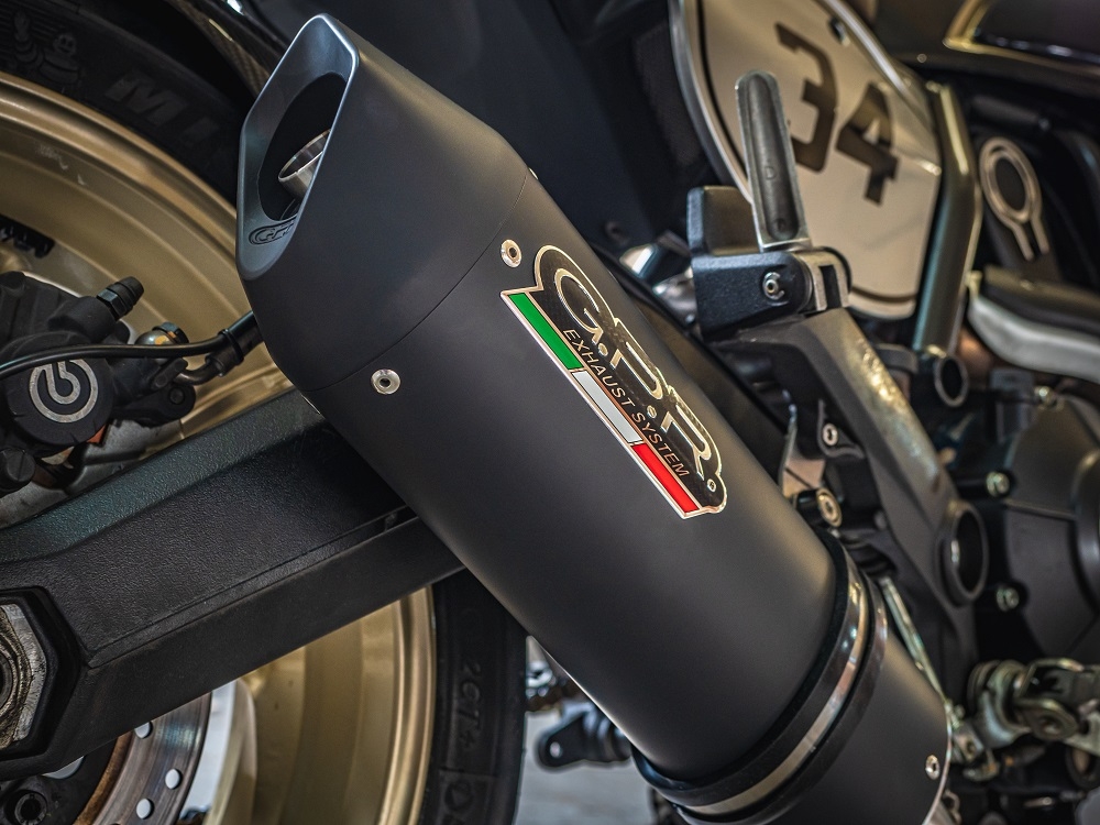 Escape compatible con Ducati Scrambler 800 2017-2020, Furore Nero, Escape homologaedo, legal para mercados fuera de la UE, incluido tubo de enlace y db killer extraíble 