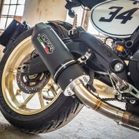 Escape compatible con Ducati Scrambler 800 2017-2020, Furore Nero, Escape homologaedo, legal para mercados fuera de la UE, incluido tubo de enlace y db killer extraíble 