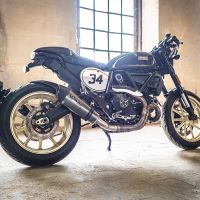 Escape compatible con Ducati Scrambler 800 2017-2020, Gpe Ann. Poppy, Escape homologaedo, legal para mercados fuera de la UE, incluido tubo de enlace y db killer extraíble 
