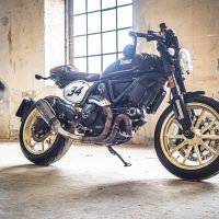 Escape compatible con Ducati Scrambler 800 2017-2020, Gpe Ann. Poppy, Escape homologaedo, legal para mercados fuera de la UE, incluido tubo de enlace y db killer extraíble 