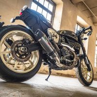Escape compatible con Ducati Scrambler 800 2017-2020, Gpe Ann. Poppy, Escape homologaedo, legal para mercados fuera de la UE, incluido tubo de enlace y db killer extraíble 