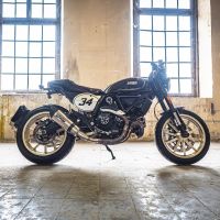 Escape compatible con Ducati Scrambler 800 2017-2020, Gpe Ann. Titanium, Escape homologaedo, legal para mercados fuera de la UE, incluido tubo de enlace y db killer extraíble 