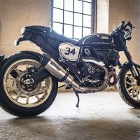 Escape compatible con Ducati Scrambler 800 2017-2020, Gpe Ann. Titanium, Escape homologaedo, legal para mercados fuera de la UE, incluido tubo de enlace y db killer extraíble 