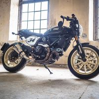 Escape compatible con Ducati Scrambler 800 2017-2020, Gpe Ann. Titanium, Escape homologaedo, legal para mercados fuera de la UE, incluido tubo de enlace y db killer extraíble 