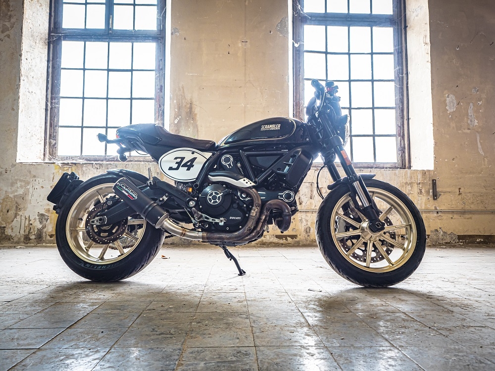 Escape compatible con Ducati Scrambler 800 2015-2016, M3 Black Titanium, Escape legal, homologado, silenciador con db killer desmontable y tubo de conexión específico 