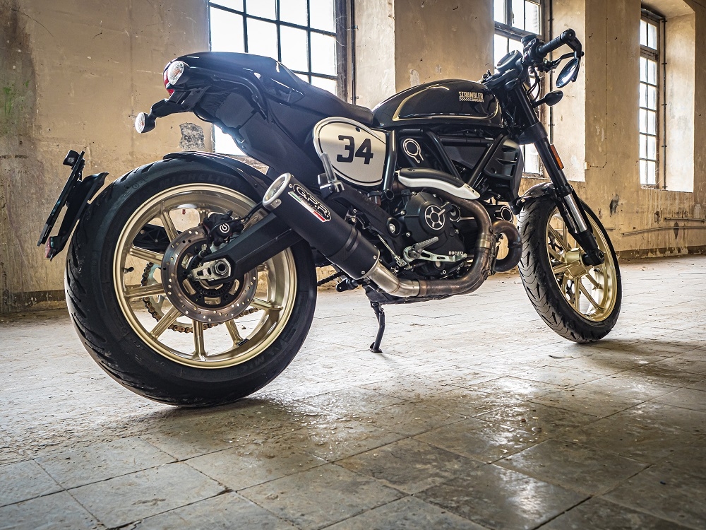 Escape compatible con Ducati Scrambler 800 2015-2016, M3 Black Titanium, Escape legal, homologado, silenciador con db killer desmontable y tubo de conexión específico 