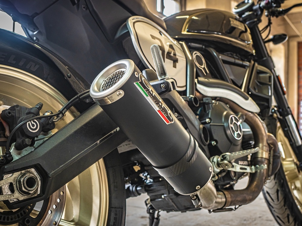 Escape compatible con Ducati Scrambler 800 2015-2016, M3 Black Titanium, Escape legal, homologado, silenciador con db killer desmontable y tubo de conexión específico 
