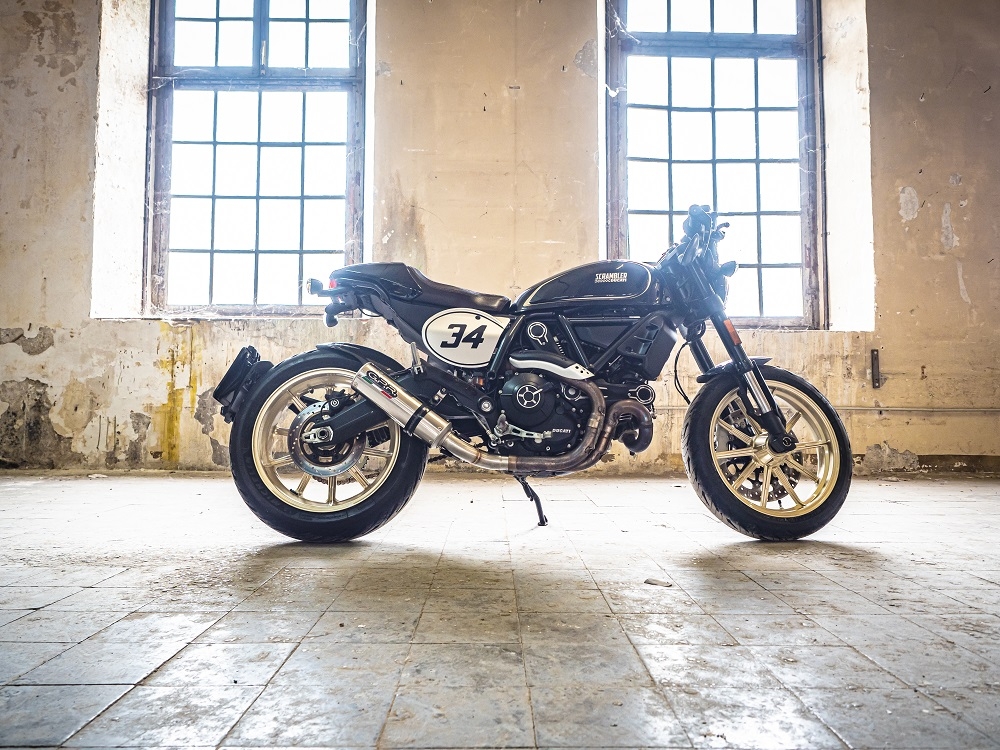 Escape compatible con Ducati Scrambler 800 2015-2016, M3 Inox , Escape legal, homologado, silenciador con db killer desmontable y tubo de conexión específico 